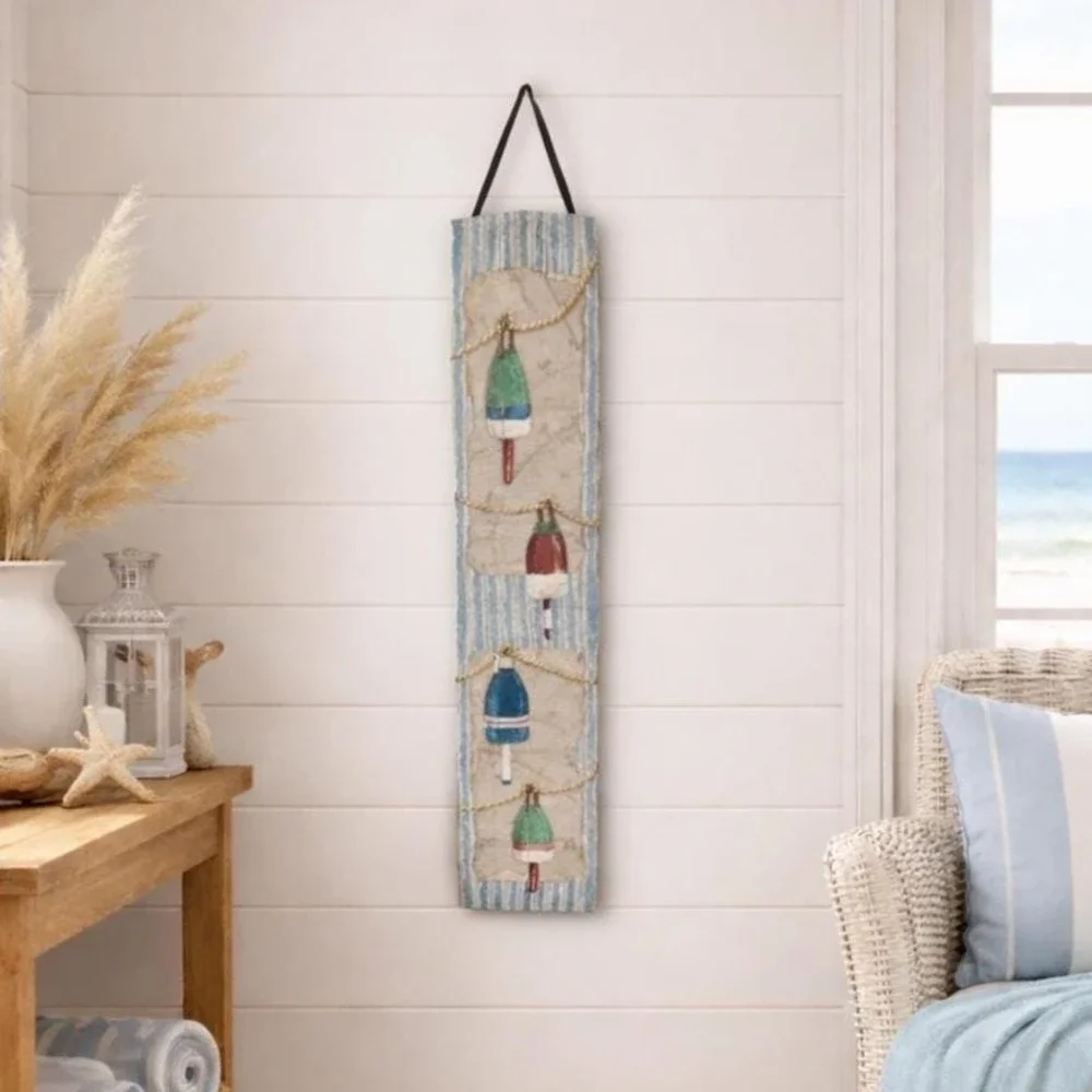 Vintage Nautical Tapestry Wall Hanging Buoys Map Coastal Decor 35